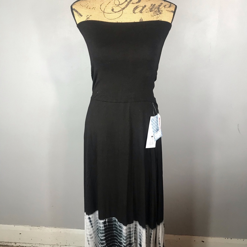 NWT strapless black tied dye size Large